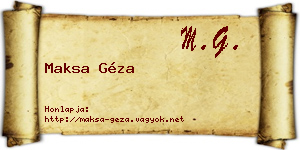 Maksa Géza névjegykártya